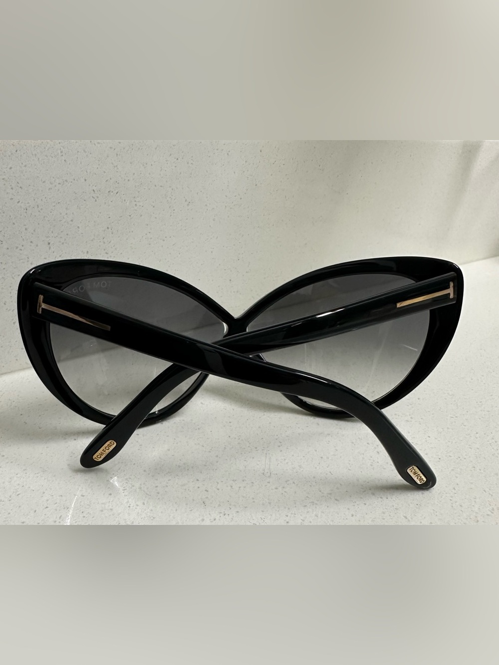 Tom Ford Women's Cat-Eye Sunglasses - Dark Brown Gradient with Gold Temples - Picture 4 of 5